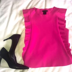 AQUA (s) hot pink flutter sleeve top